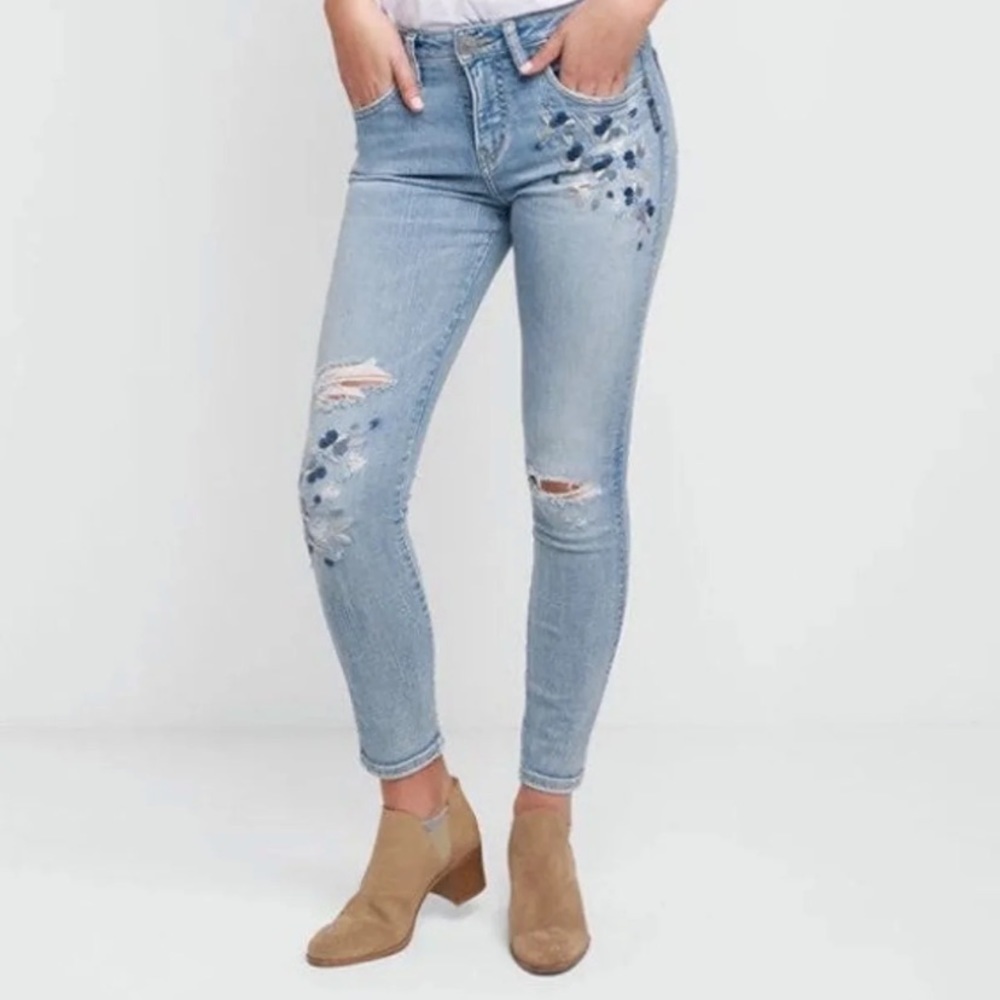 Silver Jeans Floral Embroidered Skinny Jean